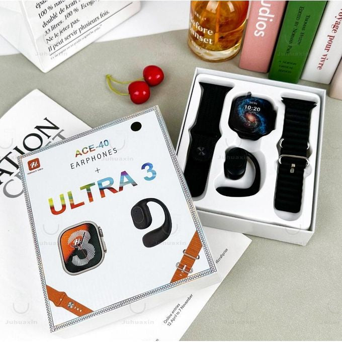 Smartwatch Ultra 3 avec Écouteurs Sans Fil – Pack Complet*)